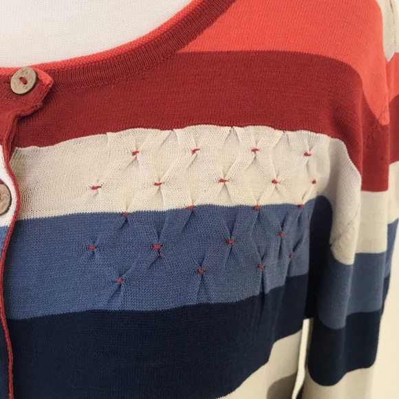 ORVIS size S striped silk blend button up cardigan - Picture 2 of 8